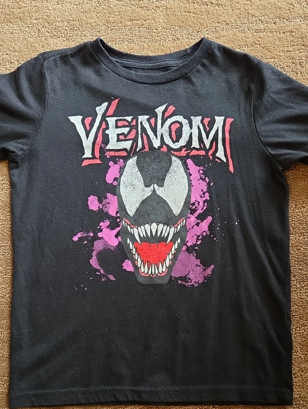 Kids Venom Graphic Tee - Black with Pink Accent